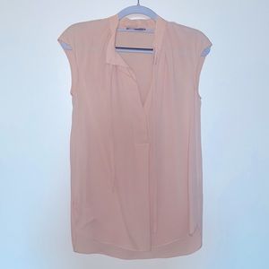 Vince tie neck sleeveless silk blouse - pink